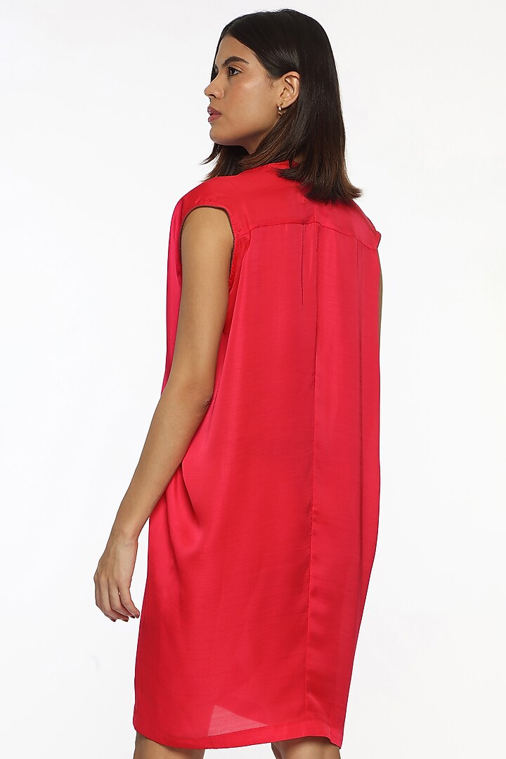 Pink Satin Box Pleated Summer Dress by Sonal Singh at Pernia's Pop Up Shop