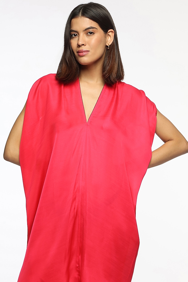 Pink Satin Box Pleated Summer Dress by Sonal Singh at Pernia's Pop Up Shop