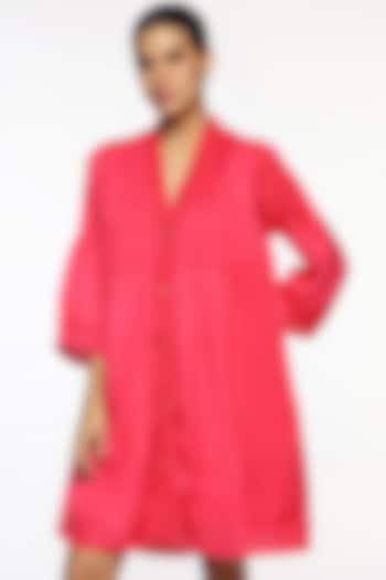 Pink Satin Pintucks Summer Dress by Sonal Singh at Pernia's Pop Up Shop