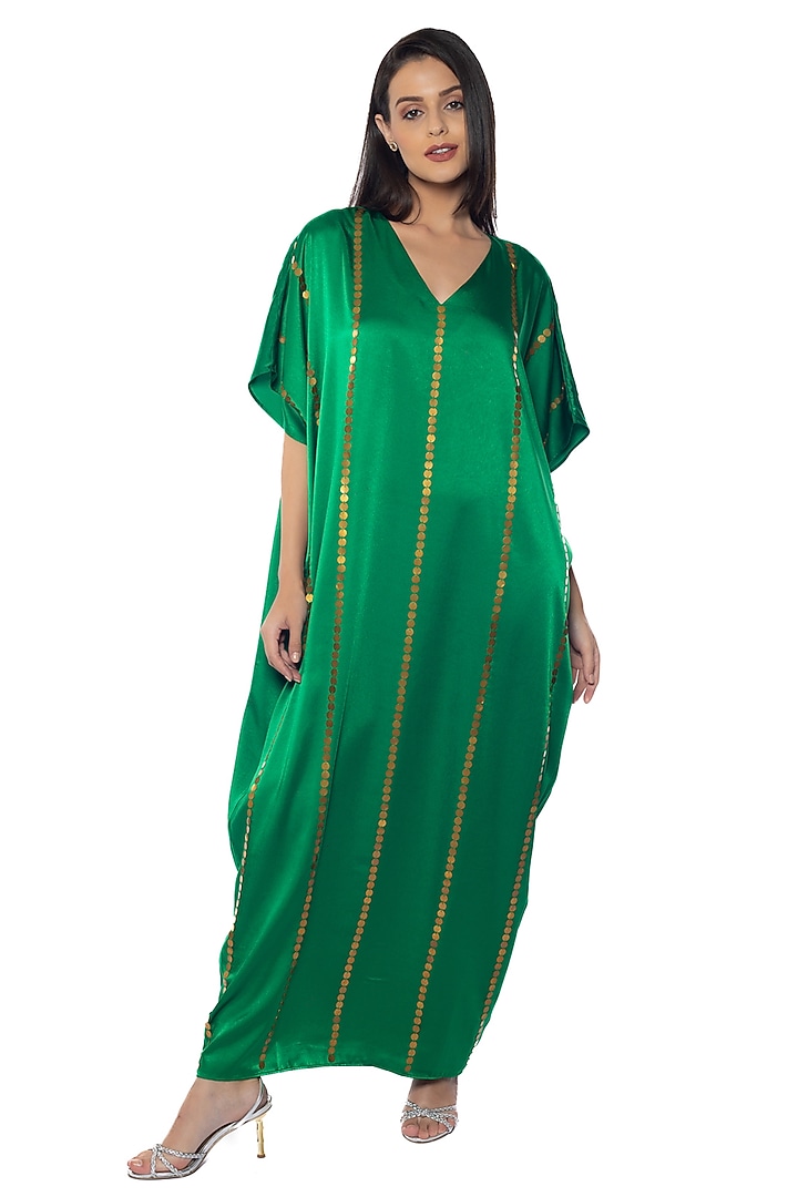 Everglades Satin Embellished Kaftan by Sonal Singh at Pernia's Pop Up Shop