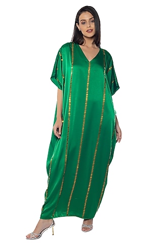 Everglades Satin Embellished Kaftan by Sonal Singh