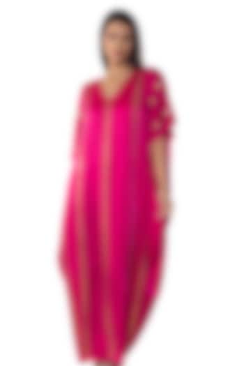 Pink Georgette Embellished Kaftan by Sonal Singh at Pernia's Pop Up Shop