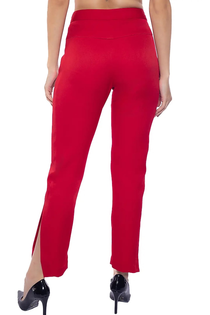 Red Vamp Banana Crepe Pants by Sonal Singh at Pernia's Pop Up Shop