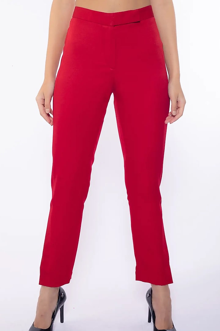 Red Vamp Banana Crepe Pants by Sonal Singh at Pernia's Pop Up Shop