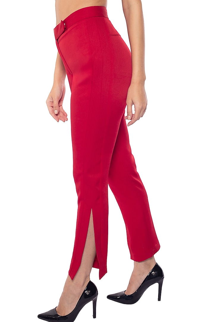 Red Vamp Banana Crepe Pants by Sonal Singh at Pernia's Pop Up Shop