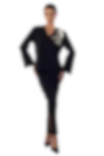 Black Banana Crepe Sequins Embellished Top by Sonal Singh at Pernia's Pop Up Shop