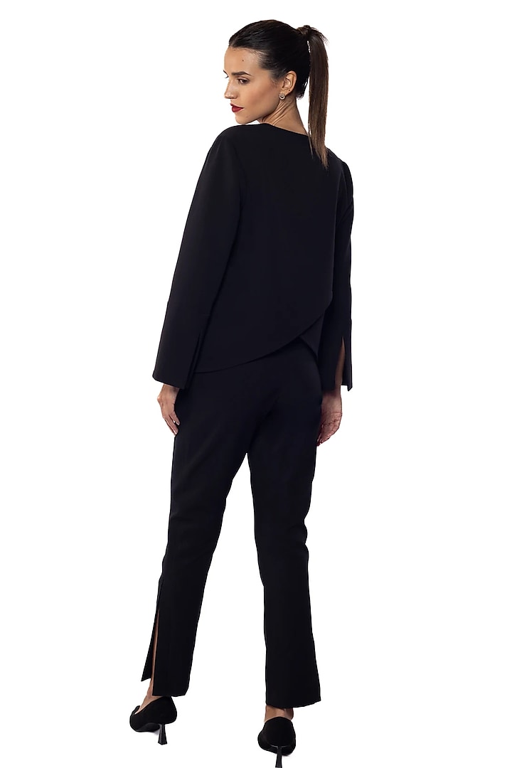 Black Banana Crepe Sequins Embellished Top by Sonal Singh at Pernia's Pop Up Shop