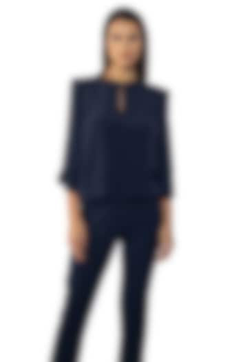 Blue Depths Silk Crepe Top by Sonal Singh at Pernia's Pop Up Shop