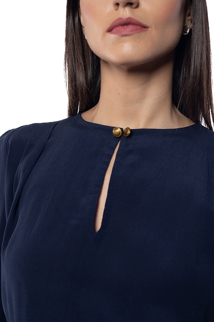 Blue Depths Silk Crepe Top by Sonal Singh at Pernia's Pop Up Shop