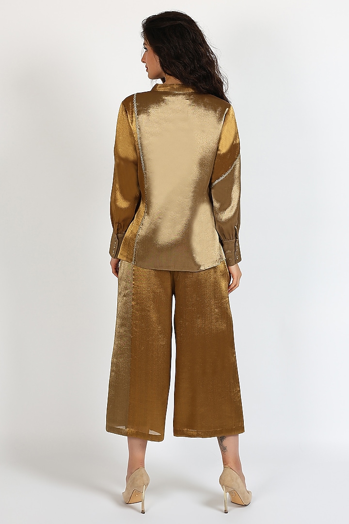 Ochre Tissue Zari Embroidered Co-Ord Set by Sonal Singh at Pernia's Pop Up Shop