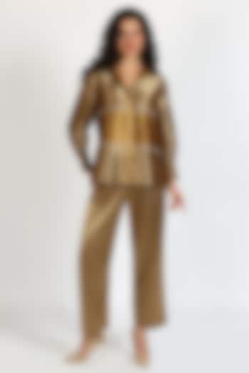 Ochre Tissue Zari Embroidered Co-Ord Set by Sonal Singh at Pernia's Pop Up Shop
