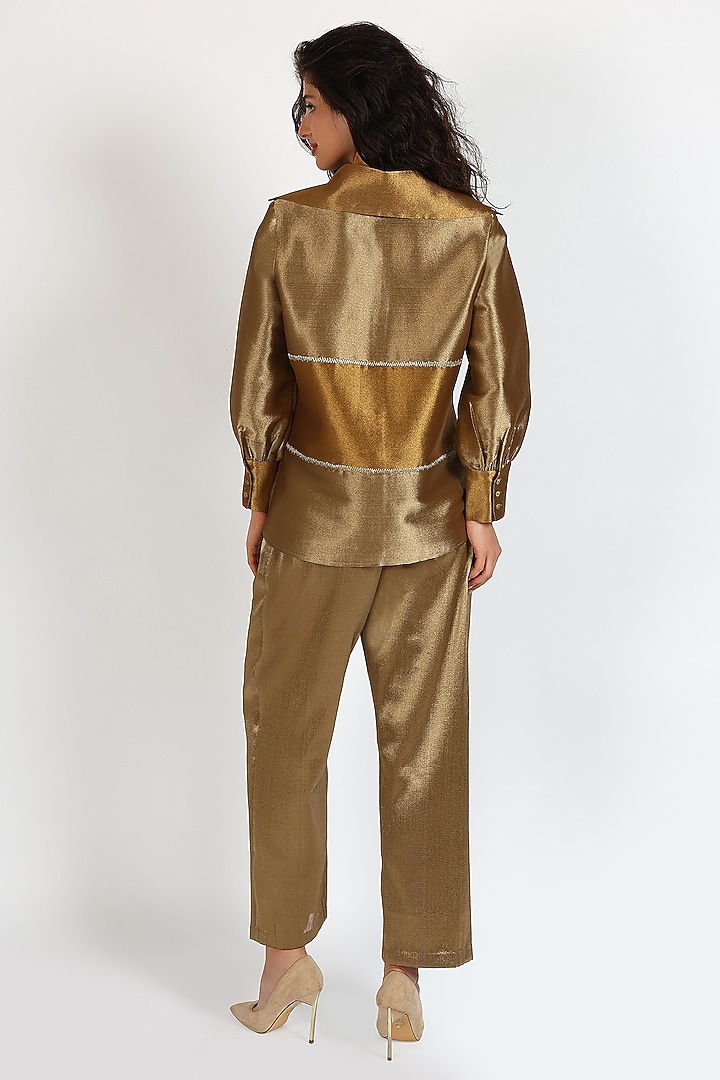 Ochre Tissue Zari Embroidered Co-Ord Set by Sonal Singh at Pernia's Pop Up Shop