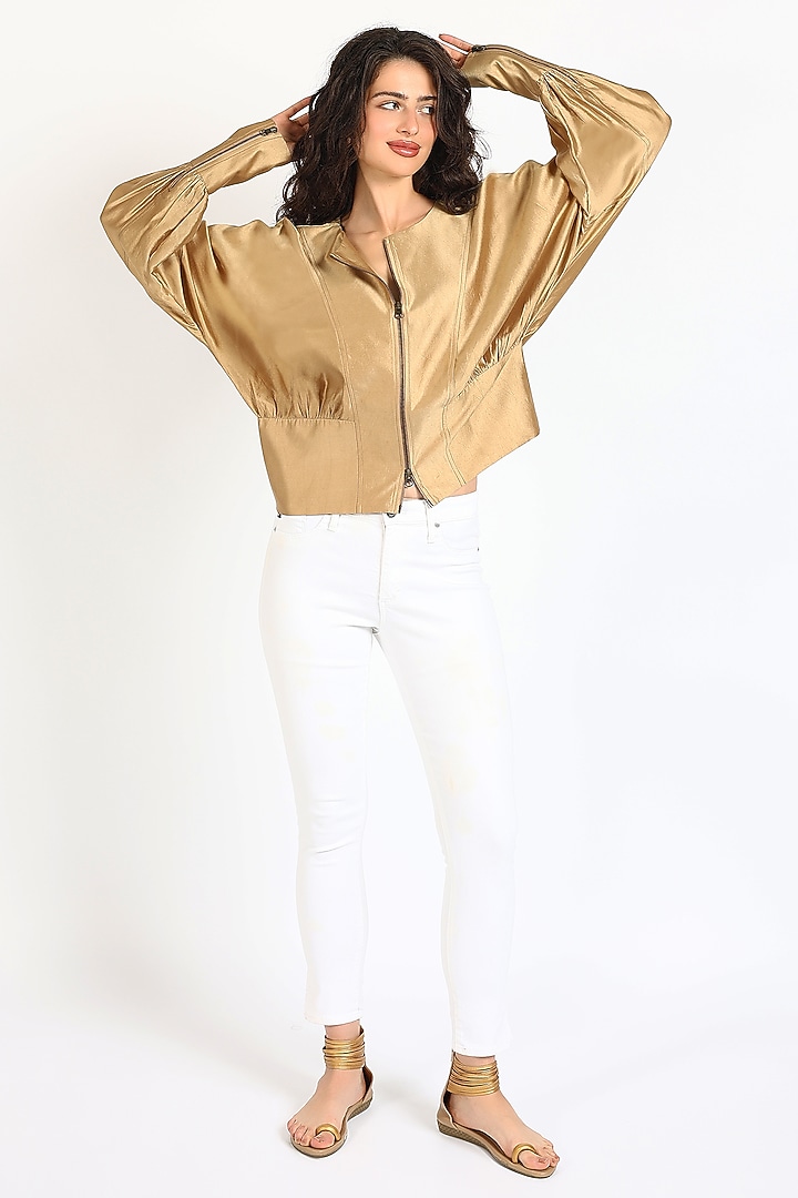 Ochre Chanderi Top by Sonal Singh at Pernia's Pop Up Shop