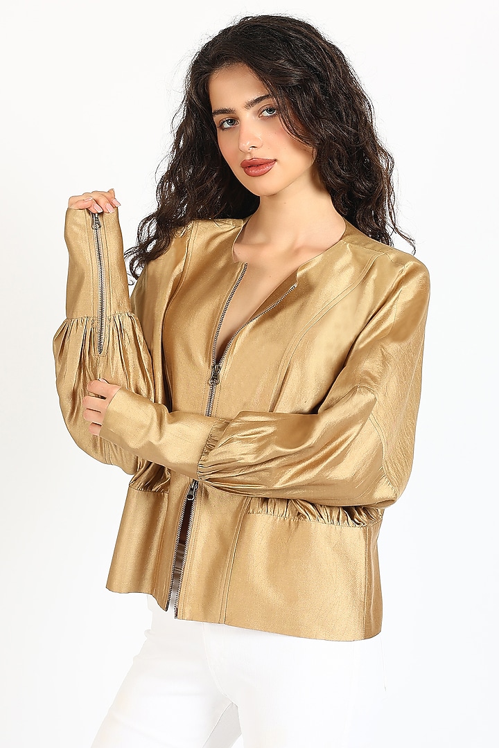 Ochre Chanderi Top by Sonal Singh at Pernia's Pop Up Shop
