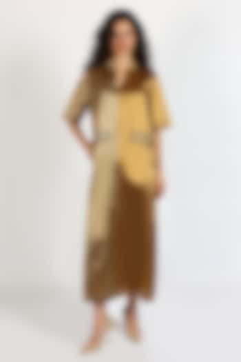 Ochre Tissue Color-Blocked Vacation Dress by Sonal Singh at Pernia's Pop Up Shop