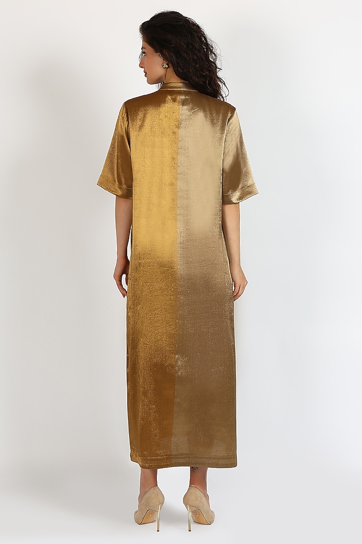 Ochre Tissue Color-Blocked Vacation Dress by Sonal Singh at Pernia's Pop Up Shop