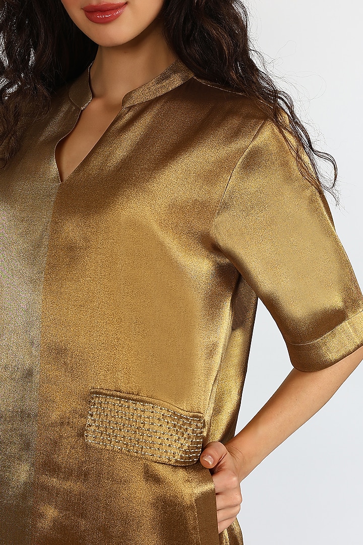 Ochre Tissue Color-Blocked Vacation Dress by Sonal Singh at Pernia's Pop Up Shop