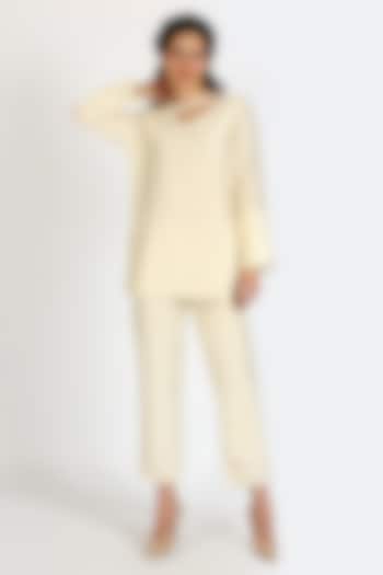 Coconut Milk Silk Chanderi Co-Ord Set by Sonal Singh at Pernia's Pop Up Shop