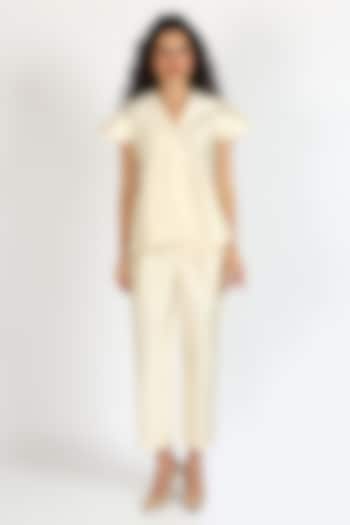 Coconut Milk Silk Chanderi Co-Ord Set by Sonal Singh at Pernia's Pop Up Shop