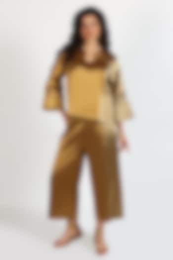 Honey Brown Silk Chanderi Co-Ord Set by Sonal Singh at Pernia's Pop Up Shop