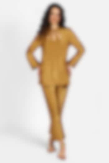 Honey Bronze Silk Chanderi Co-Ord Set by Sonal Singh at Pernia's Pop Up Shop