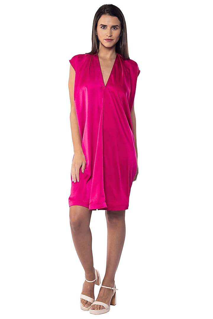 Pink Satin Summer Dress by Sonal Singh at Pernia's Pop Up Shop