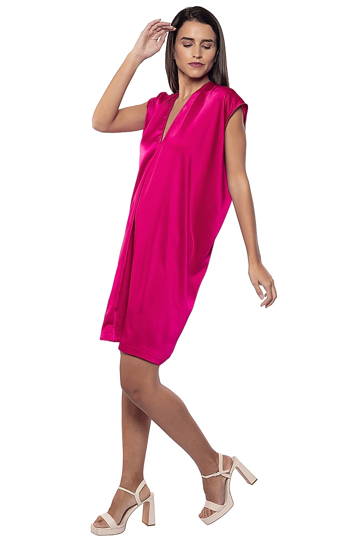 Pink Satin Summer Dress by Sonal Singh at Pernia's Pop Up Shop