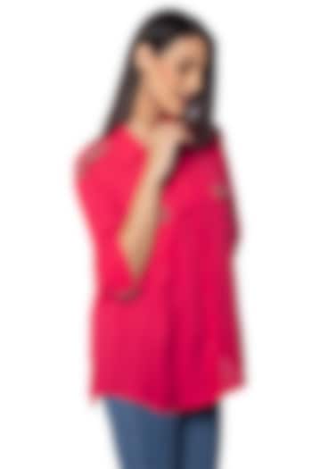Pink Georgette Hand Embroidered Shirt by Sonal Singh at Pernia's Pop Up Shop