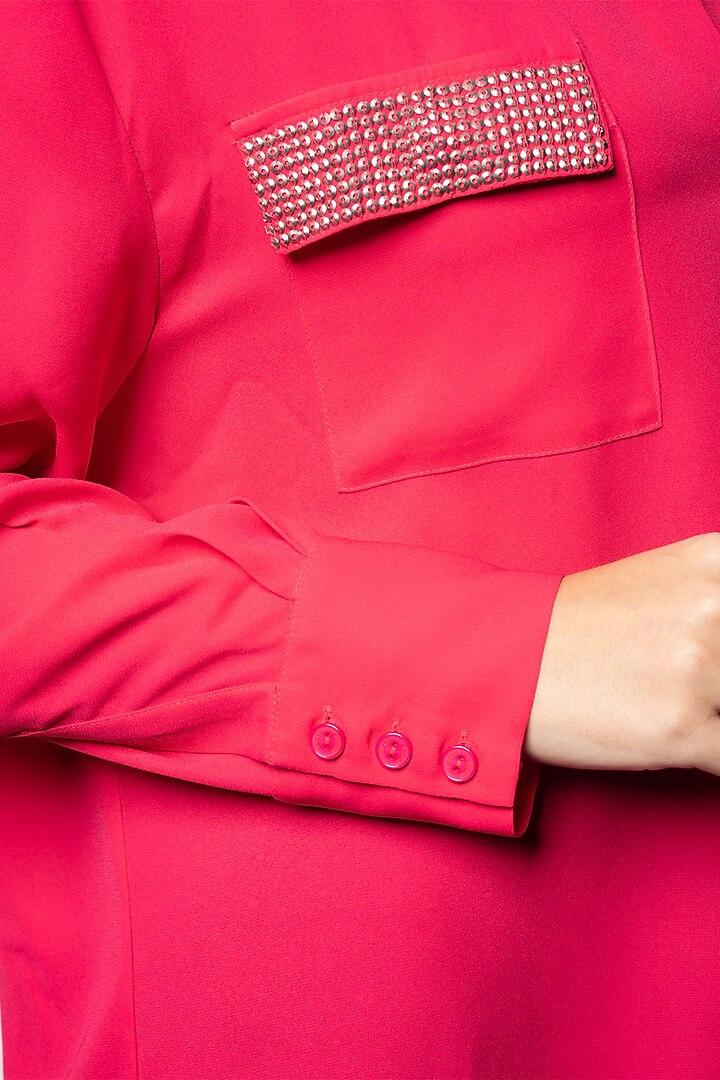 Pink Georgette Hand Embroidered Shirt by Sonal Singh at Pernia's Pop Up Shop