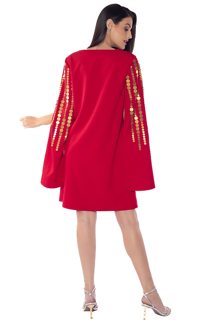 Red Banana Crepe Embellished Vacation Dress by Sonal Singh at Pernia's Pop Up Shop