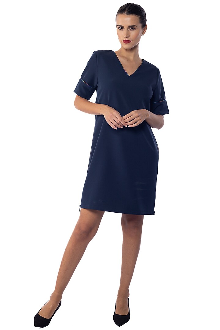 Blue Banana Crepe Summer Dress by Sonal Singh at Pernia's Pop Up Shop