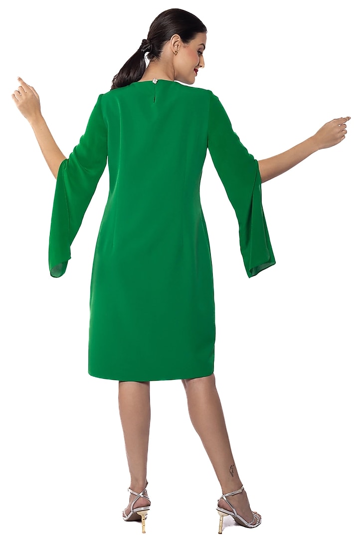 Everglades Green Banana Crepe & Silk Crepe Vacation Dress by Sonal Singh at Pernia's Pop Up Shop