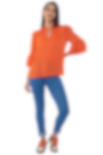 Tango Orange Georgette Top by Sonal Singh at Pernia's Pop Up Shop