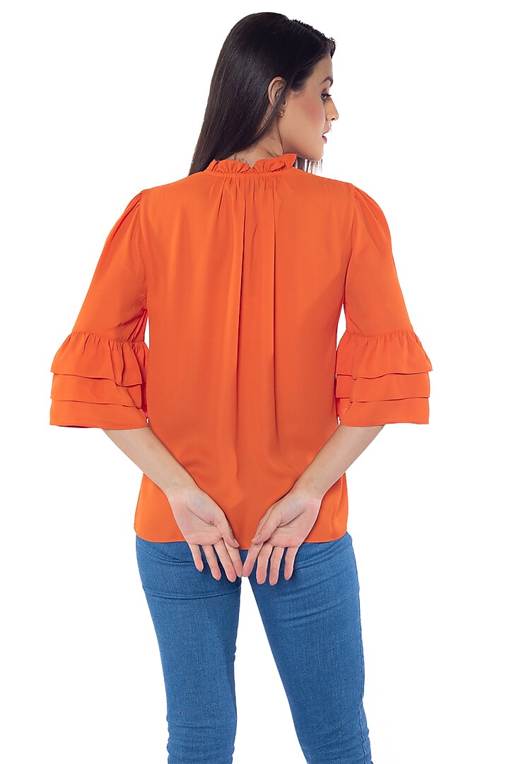 Tango Orange Georgette Top by Sonal Singh at Pernia's Pop Up Shop