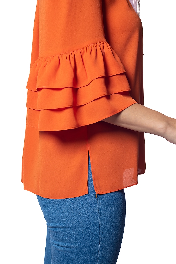 Tango Orange Georgette Top by Sonal Singh at Pernia's Pop Up Shop