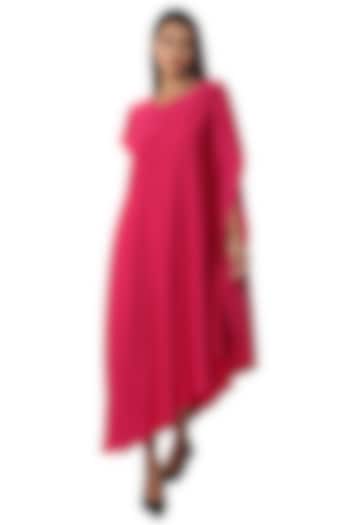 Pink Satin Hand Embroidered Vacation Dress by Sonal Singh at Pernia's Pop Up Shop