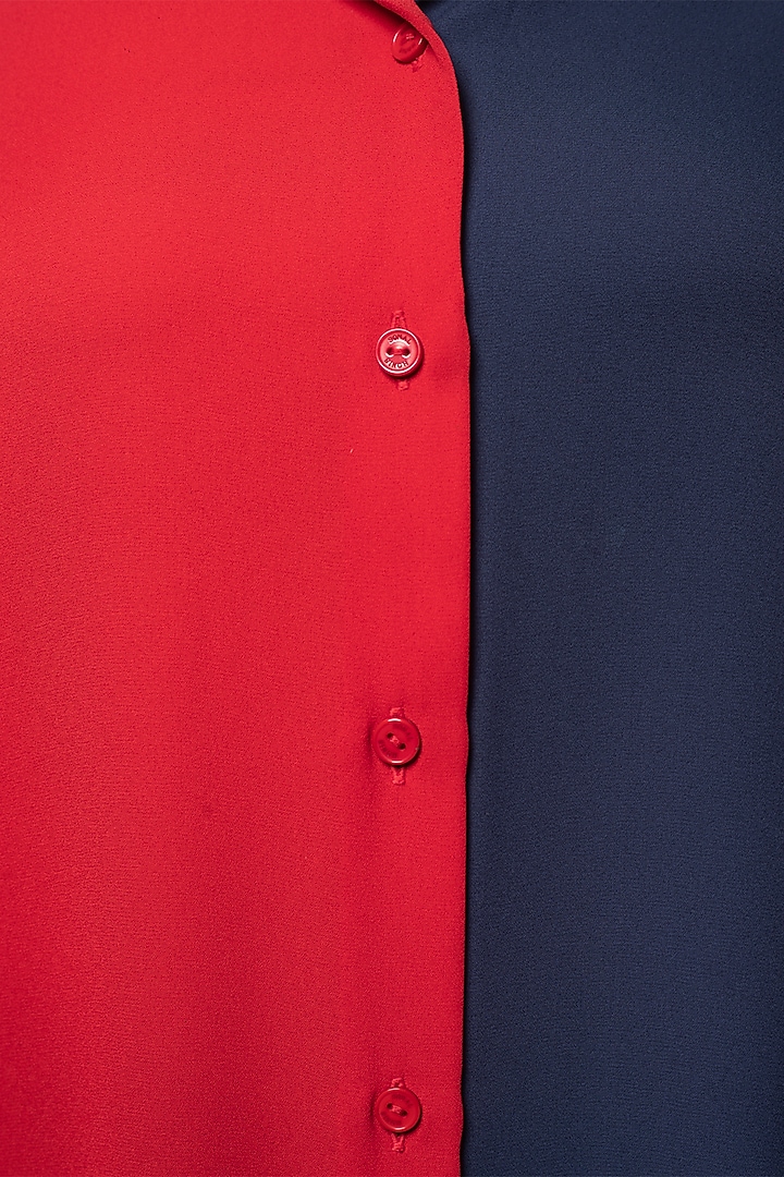 Red & Blue Georgette Shirt by Sonal Singh at Pernia's Pop Up Shop