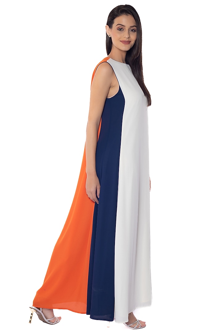 Multi-Colored Georgette Hand Embroidered Vacation Dress by Sonal Singh at Pernia's Pop Up Shop