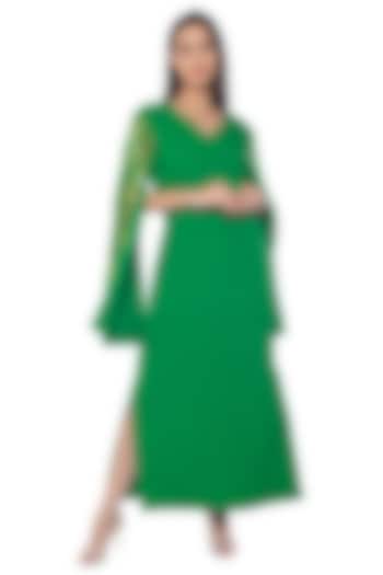 Everglades Green Banana Crepe Embellished Vacation Dress by Sonal Singh at Pernia's Pop Up Shop