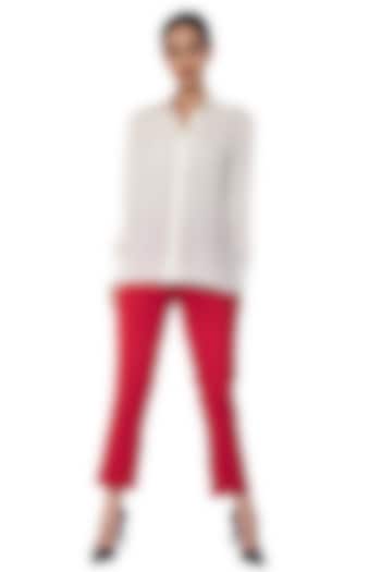 Lucent White Georgette Beadwork Shirt by Sonal Singh at Pernia's Pop Up Shop