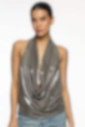 Gunmetal Colored Martin Spandex Top by Sonal Singh at Pernia's Pop Up Shop