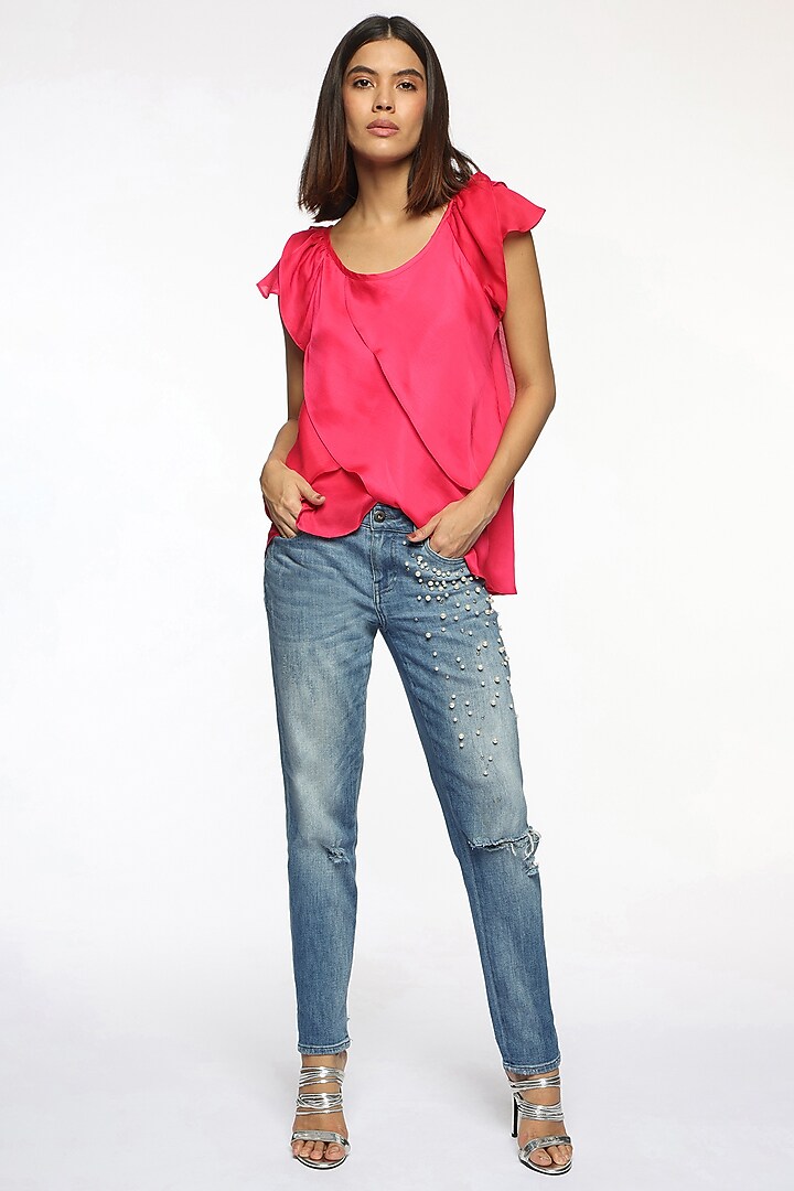 Pink Satin Top by Sonal Singh at Pernia's Pop Up Shop