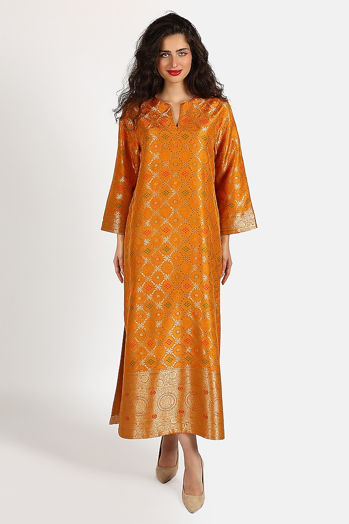 Multi-Colored Banarasi Brocade Maxi Vacation Dress by Sonal Singh at Pernia's Pop Up Shop