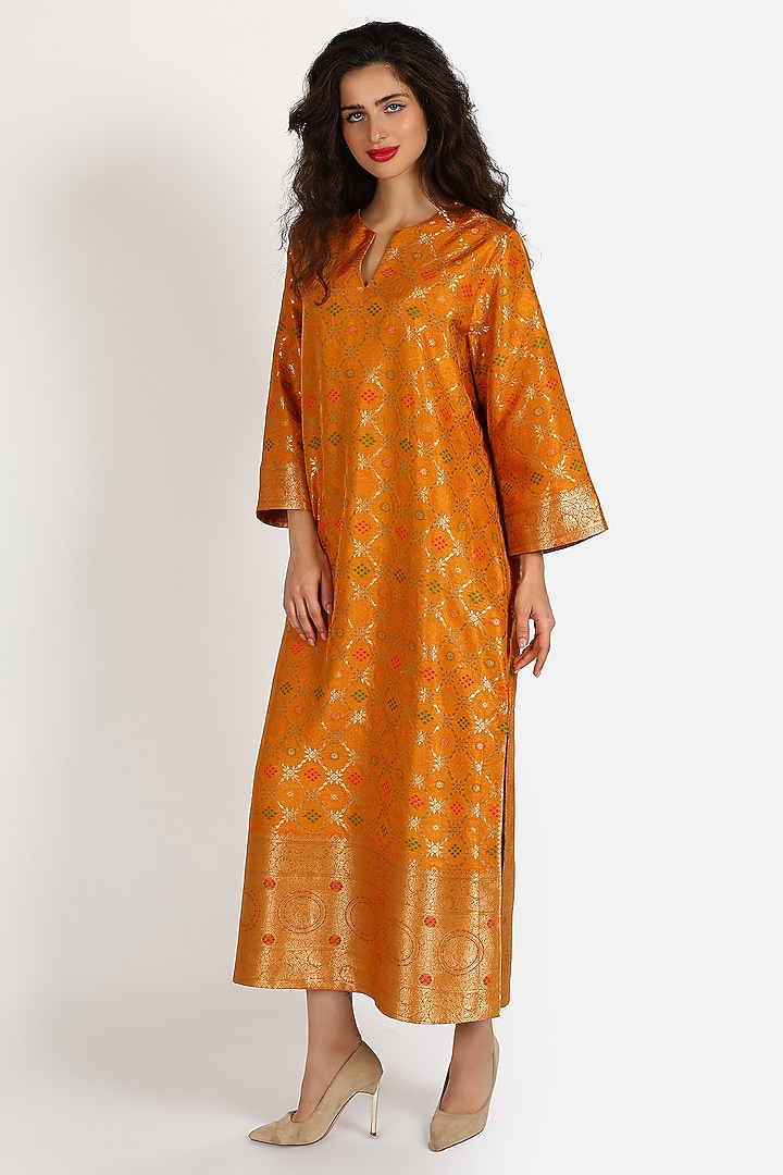Multi-Colored Banarasi Brocade Maxi Vacation Dress by Sonal Singh at Pernia's Pop Up Shop