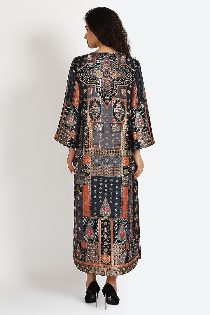 Multi-Colored Banarasi Brocade Midi Vacation Dress by Sonal Singh at Pernia's Pop Up Shop