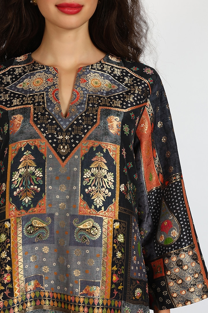 Multi-Colored Banarasi Brocade Midi Vacation Dress by Sonal Singh at Pernia's Pop Up Shop