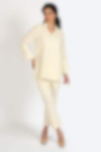 Coconut Milk Linen Embroidered Co-Ord Set by Sonal Singh at Pernia's Pop Up Shop