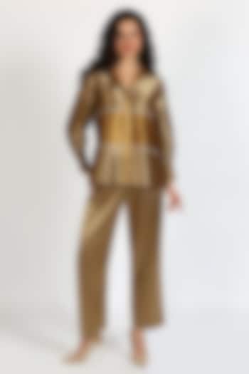 Ochre Sheen Silk Chanderi Top by Sonal Singh at Pernia's Pop Up Shop