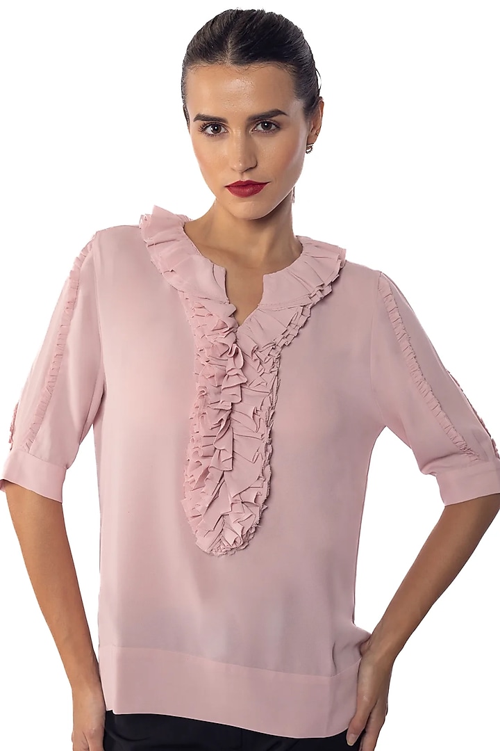 Pink Georgette Top by Sonal Singh at Pernia's Pop Up Shop