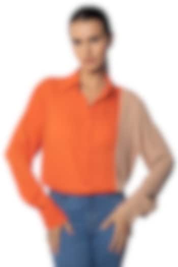 Tan & Tango Orange Georgette Shirt by Sonal Singh at Pernia's Pop Up Shop